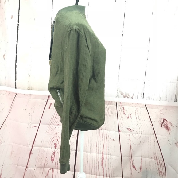 Zara Man Hood Army Green Bomber Jacket Medium - Picture 4 of 5